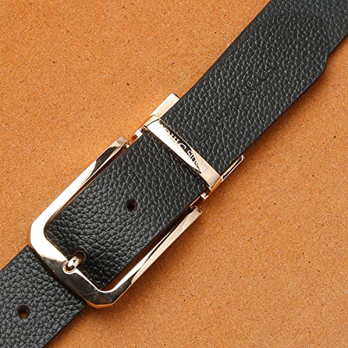 Image of LOUIS STITCH Men's Italian Leather Reversible Belt 1.25 inch (35mm) Handcrafted Formal Waist Band Officewear Men Gents Boys (Brown /Black) (FF-CS-)