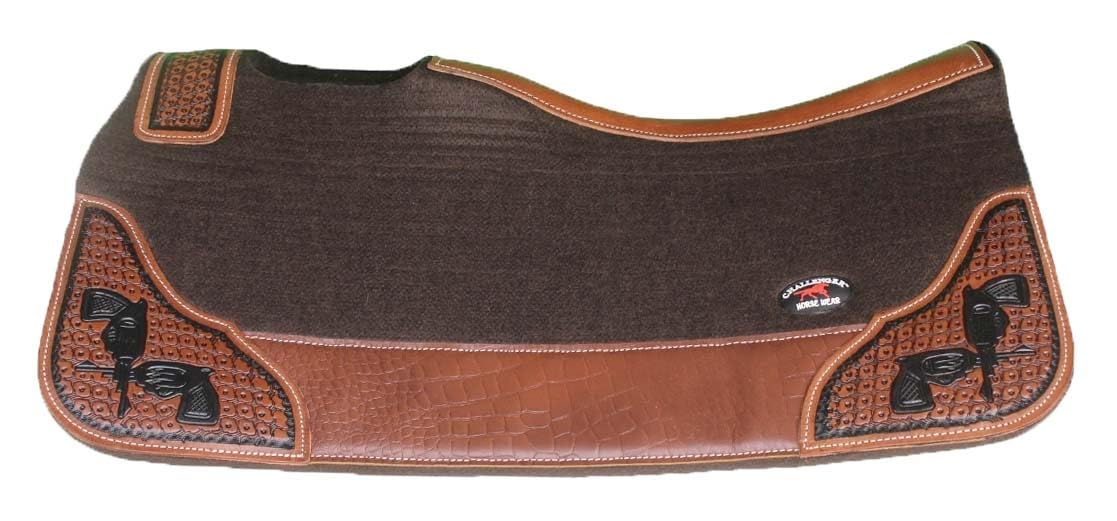 CHALLENGER Horse 39208BR - Sottosella terapeutico in feltro di lana, 81 x 76 cm, colore: Marrone