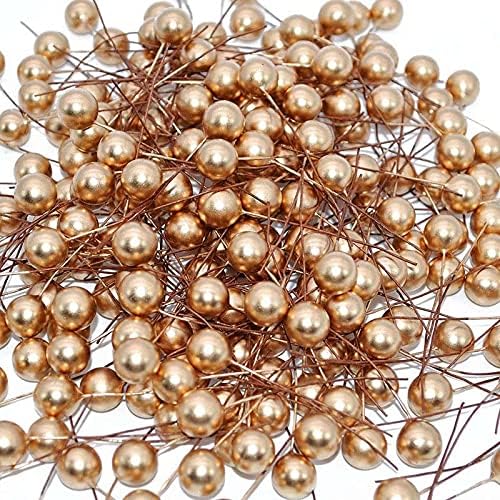 LASISZ12mm Mini Pearl Plastic Stamen Artificial Flower Cherry Fruit Stamens Wedding Christmas Wreaths DIY-Beige