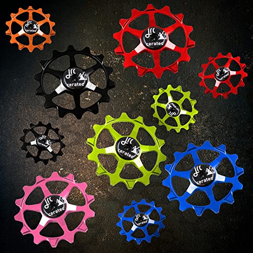 Image of JRC Components Ceramic Derailleur Pulley Wheel | Pair of 14&12T Jockey Wheels Hybrid Ceramic Bearing - MTB Bike Rear Derailleur Pulley Wheels | Hybrid Ceramic Pulley Wheels.