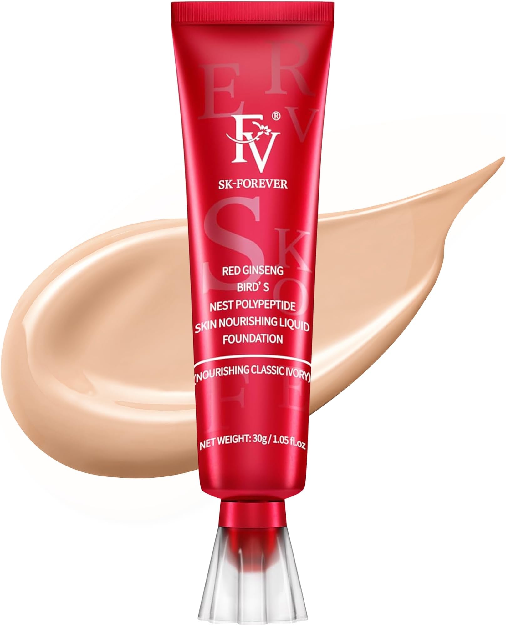 Waterproof Liquid Foundation, Dewy Finish Long Lasting Lightweight Medium Coverage Face Makeup for Normal & Dry Skin, Cruelty Free, Classic Ivory, 30ml