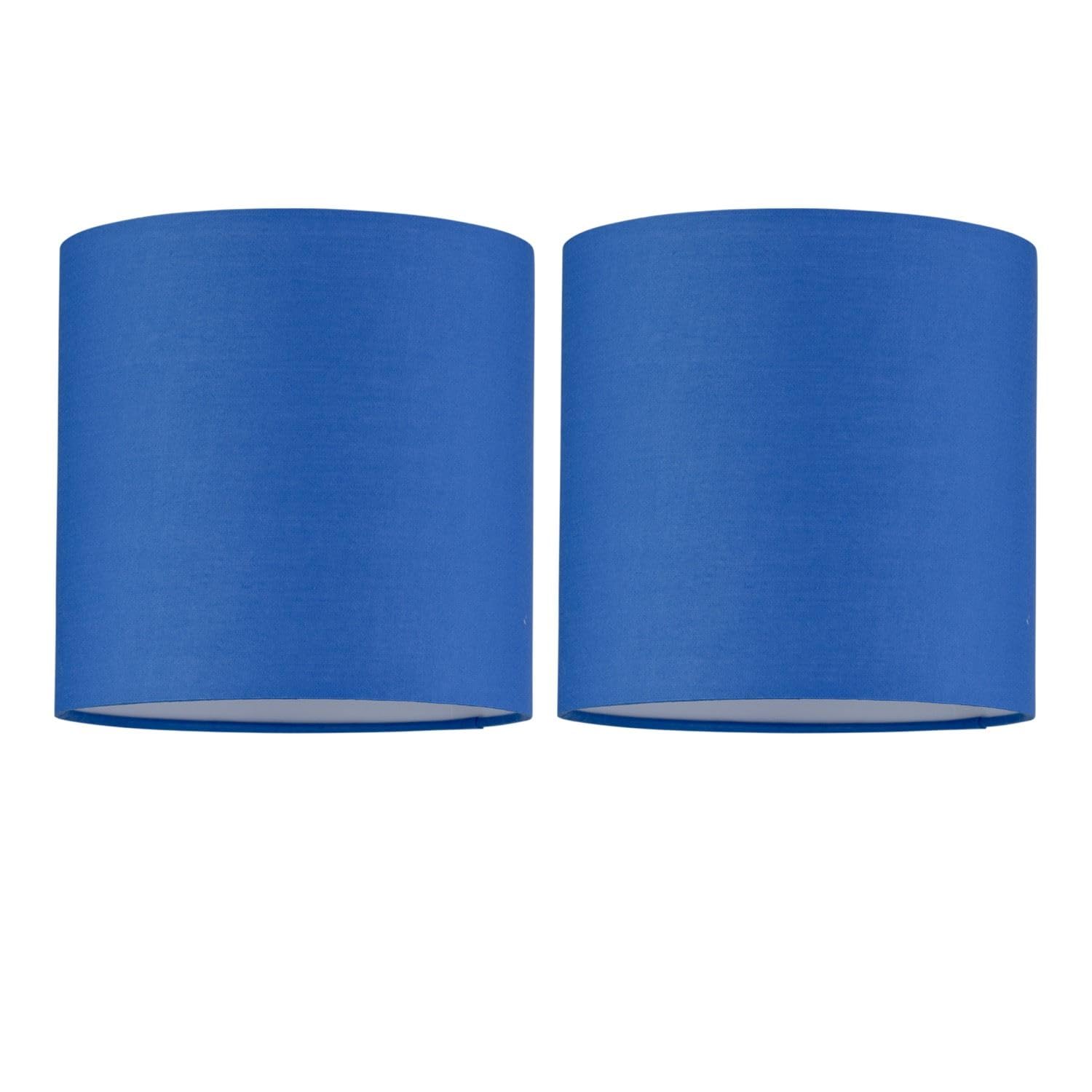 Firstchoicelighting Blue Set Of 2 Royal Cotton Fabric Table Lamp Shades, Lampshade For Table Lamp Or Bedside Light, Diameter 17Cm