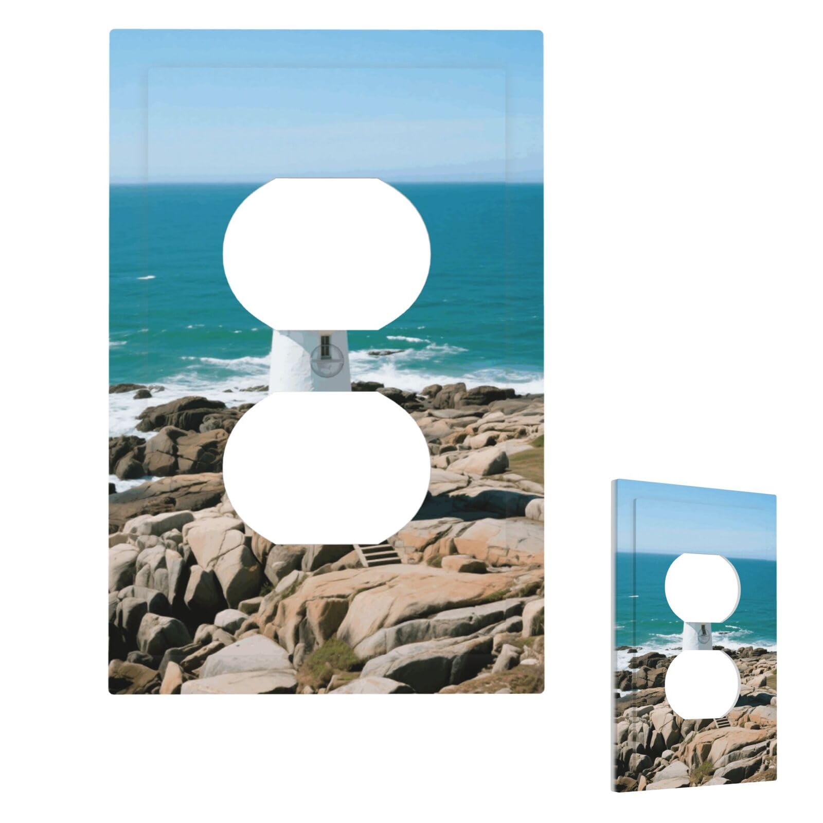 Lighthouse Wall Plate Cover Modern Decorative 1 Gang Light Switch Cover Unbreakable Receptacle Outlet Covers For Living Room Bedroom Home Decor Duplex