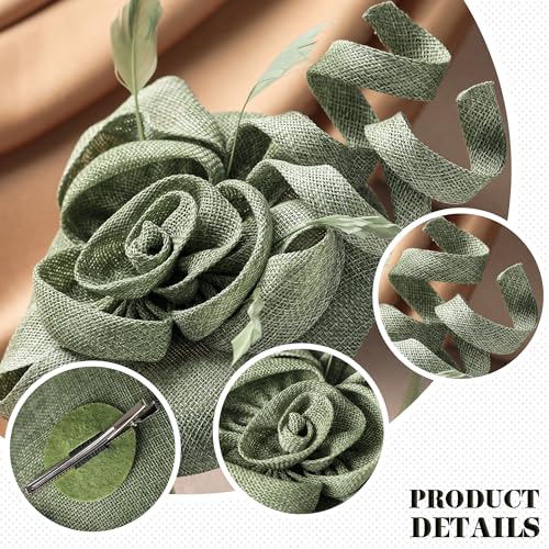 Zinniday Sage Green Victoria Fascinator - 2025 Derby Hats 1920s 50s Vintage Feather High Tea Party Kentucky Hat with Hair Clip for Lady Women Girls Church Holiday Event Party Costume Dress Up