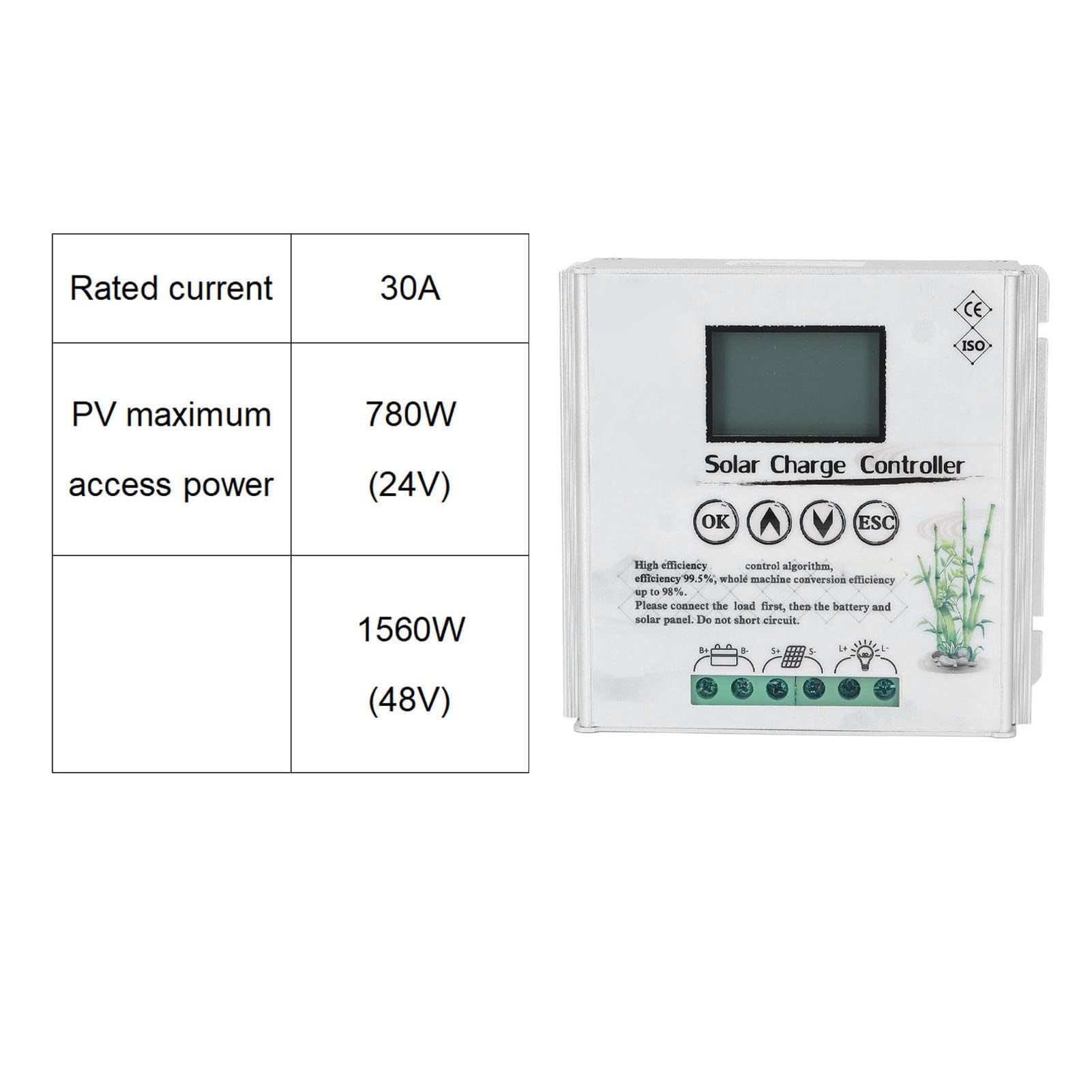 Hyuduo Controlador de Carga Solar Eólica de 24 V 48 V, Controlador de Carga de BateríA Híbrida MPPT 40 A con Pantalla LCD de Carcasa de Aluminio, Alimentación de Doble Canal para Marino RV Doméstico