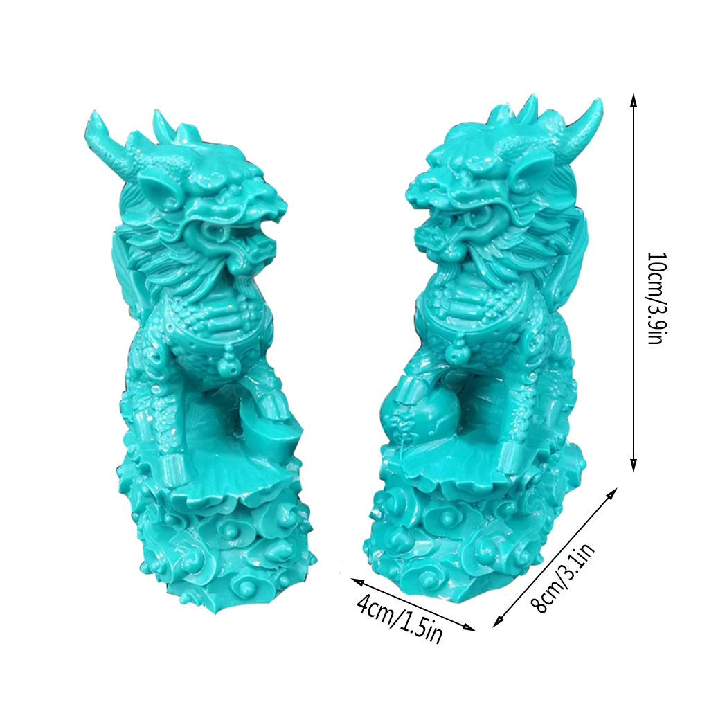 Ornamenti Feng Shui Coppia di Statue Cinesi qilin/Chi Lin Kylin Pietra in Resina Decorazioni Cinesi Accessori prosperità Figurine, Scultura da Giardino per casa e Ufficio