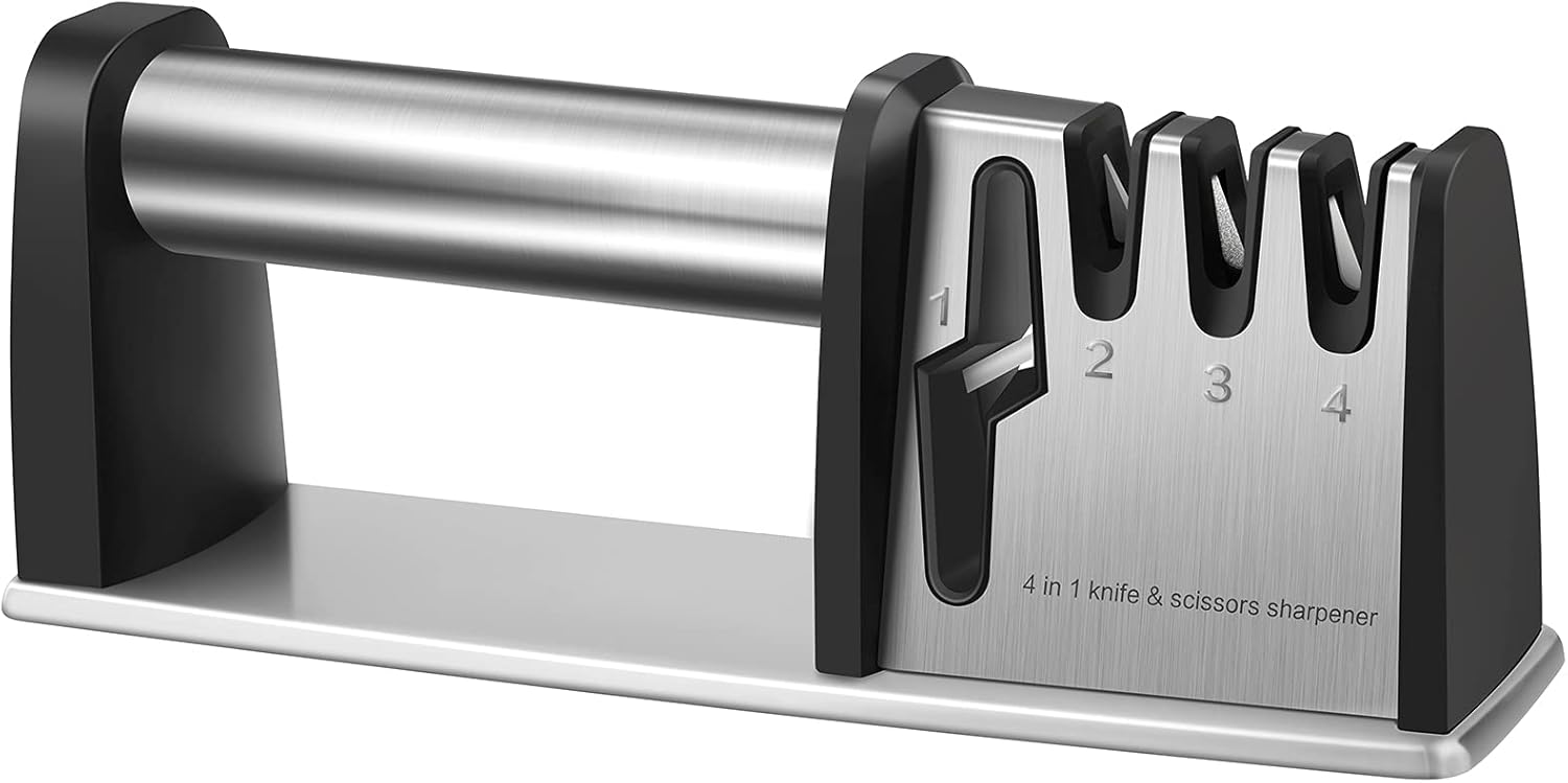 Knife Sharpeners, Kitchen Blade and Scissors Sharpening Tool, Professional Manual Knife Sharpener for Kitchen Knife, 4 in 1 Chef’s Kitchen Knife Accessories Knife Sharpeners, Kitchen Blade and Scissors Sharpening Tool, Professional Manual Knife Sharpener for Kitchen Knife, 4 in 1 Chef’s Kitchen Knife Accessories