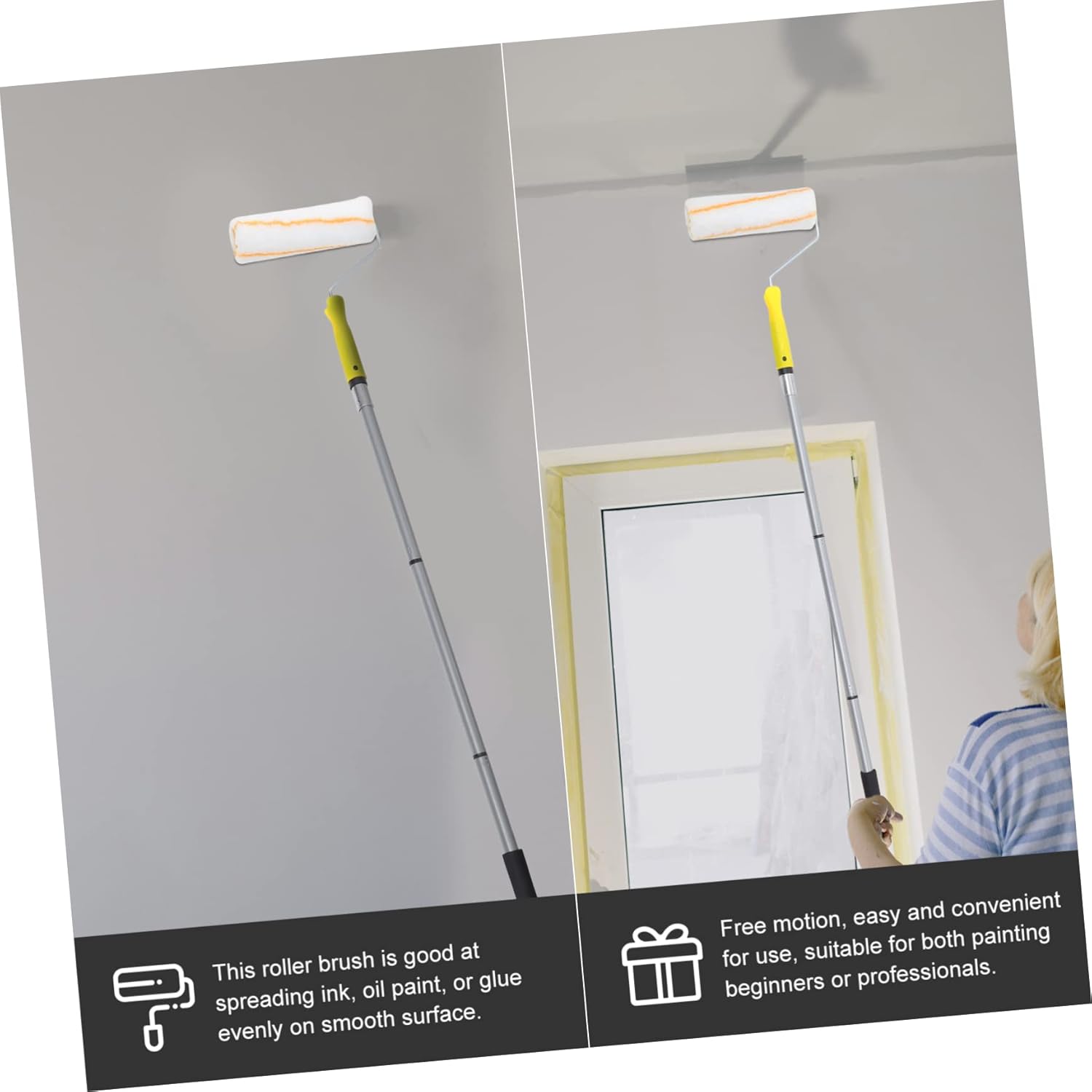 1set Household Paint Brush and Roller Extension Pole for Convenient Wall Painting Professional Roller Brush Detachable Section Rod for Projects