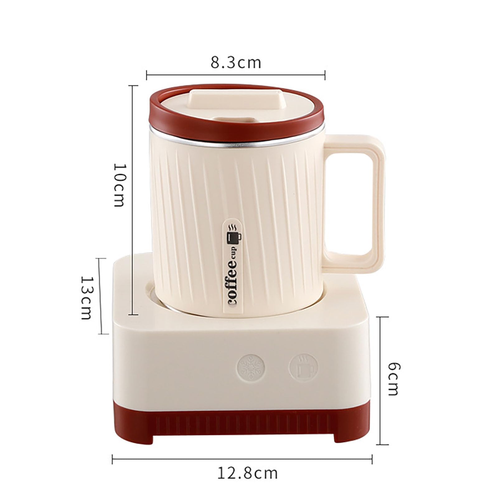 Calentador Y Enfriador De Tazas Eléctrico, Función De Calentamiento Y Enfriamiento Rápidos, Control De Temperatura para Bebidas De Escritorio, para Café Té Leche Zumo Y Cerveza,Beige Red-12.8cm