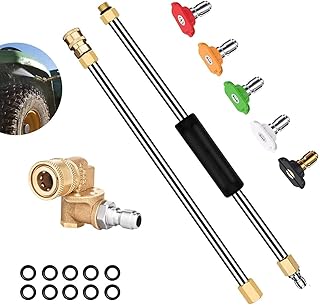 Pièces de rechange pour tondeuse Baguette de pulvérisation de pulvérisation à la rondelle de pression de avec coupleur pivotant de 1/4 pouce 180 °, 4500pi, 5 buse de laveuse électrique, kit d'accessoi