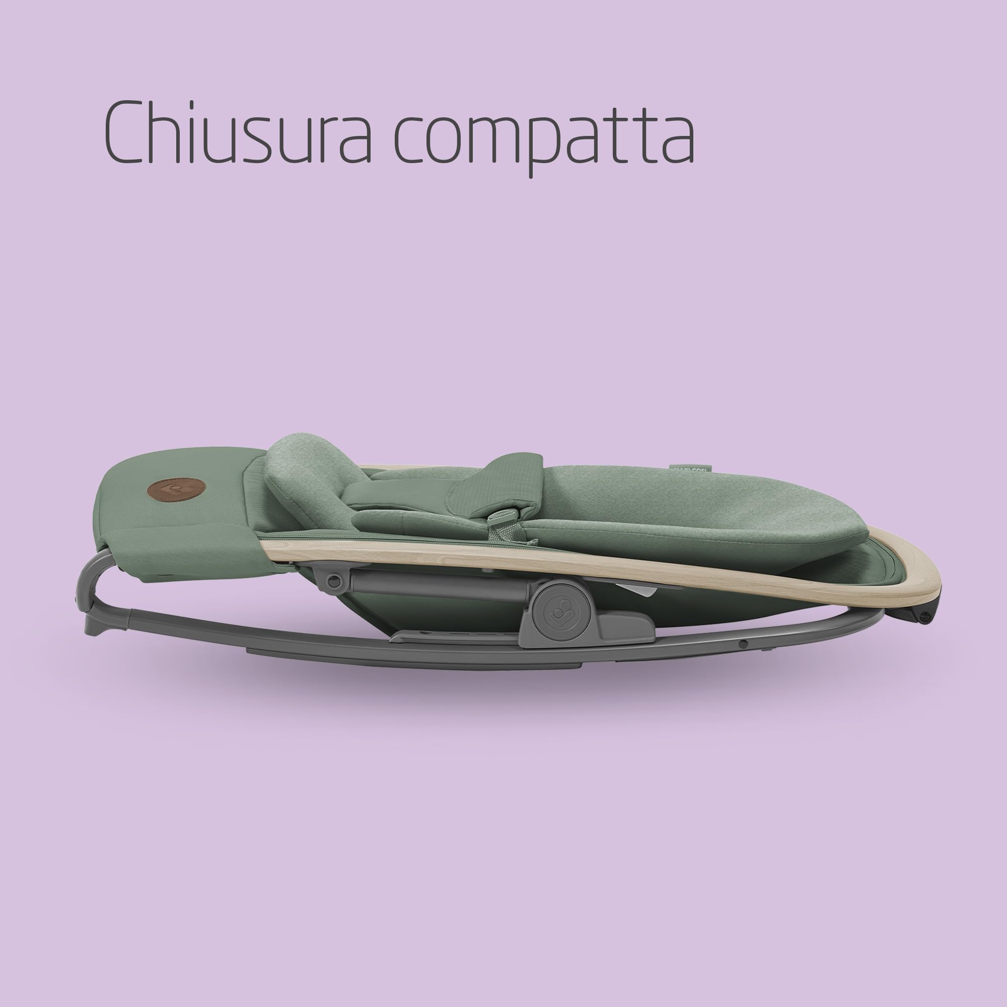 Maxi-Cosi Kori Sdraietta Neonati in Tessuto con Arco Gioco, 0-2 anni, 15 kg, Sdraietta Pieghevole, 3 Posizioni di Reclinabile, Chiusura Compatta, Cinture Easy-in, Chiusura Compatta, Beyond Green