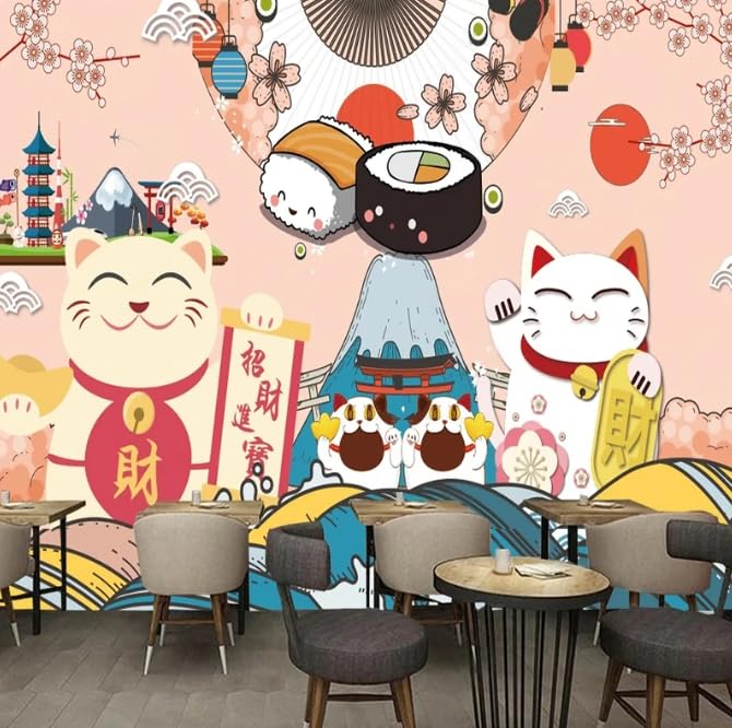 Papier peint japonais restaurant pour créer un mur de fond thématique unique - 2