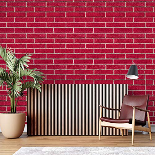 Image of DWELLSINDIA Red Rough Bricks Self Adhesive Wallpaper, Waterproof, Scratch Resistant, Laminated (41cm x 244cm, Multicolour)