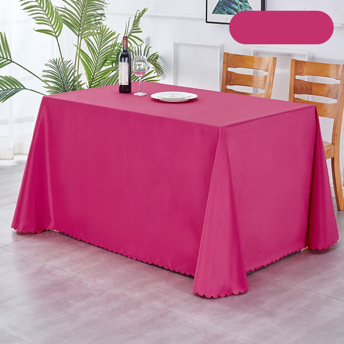 Mantel Rectangular de poliéster para decoración de Mesa para Bodas, Fiestas, Negocios y conferencias, Lavable a máquina, Rojo A 200 x 280 cm