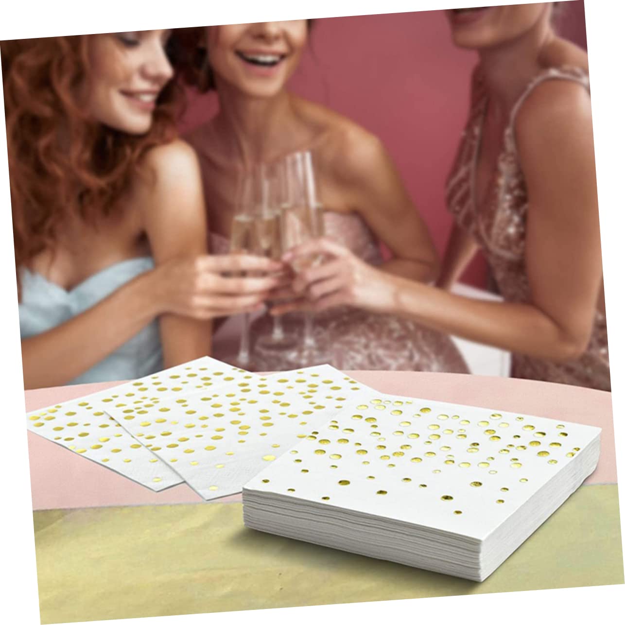 Papierservietten Goldene mit Punktmuster für Party