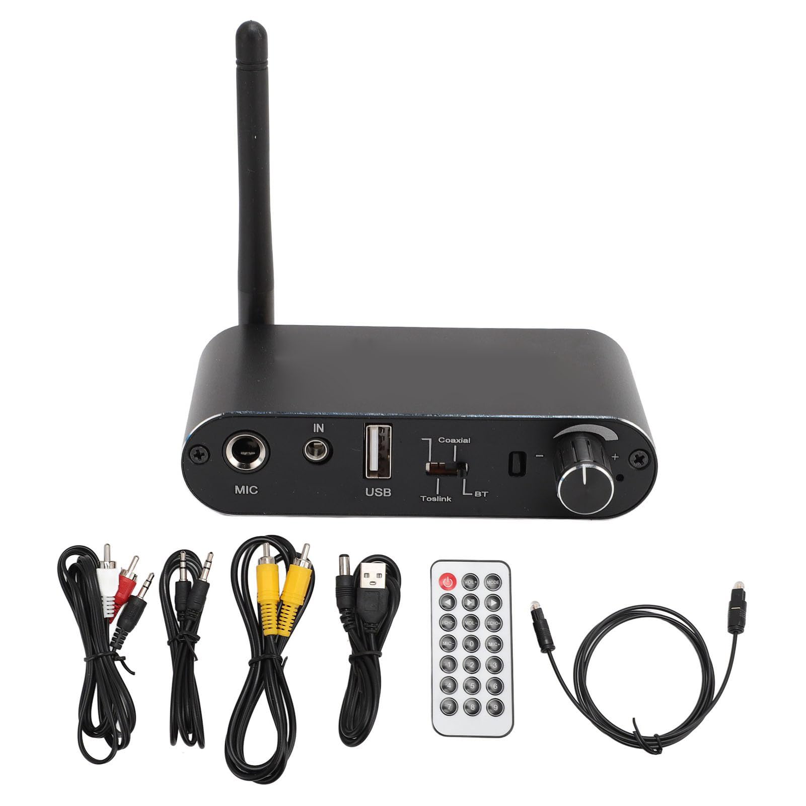 Convertisseur de Son Numérique vers Analogique, Convertisseur Audio Numérique vers Analogique avec Bluetooth, Adaptateur de Son Numérique D'entrée Micro AUX USB Optique Coaxial