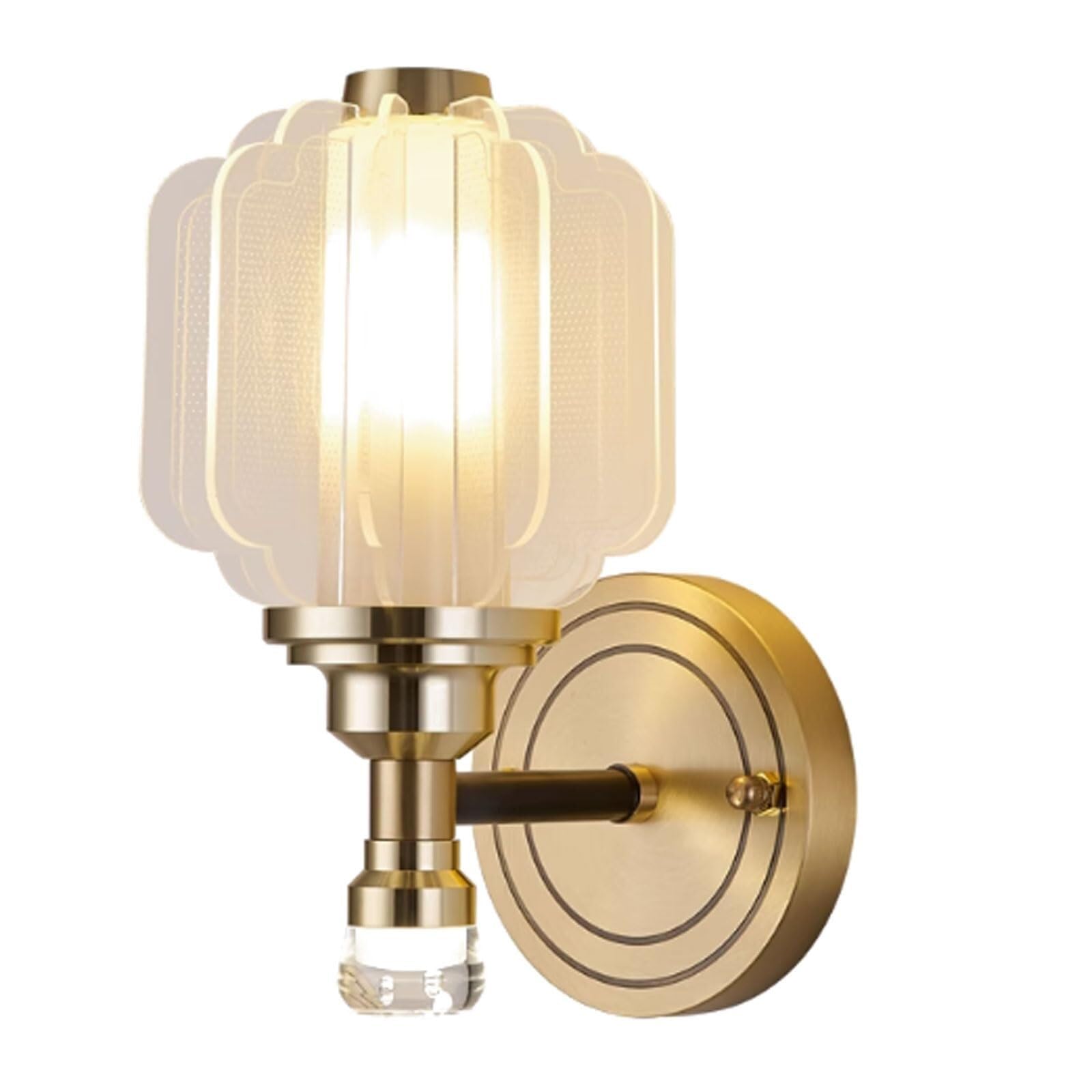 JYBNBBE Brass Acrylic Wall Sconce, E14 Base Wall Light Fixture, Modern Wall Mounted Lamp for Dining Room, Living Room, Bedroom, and Bathroom
