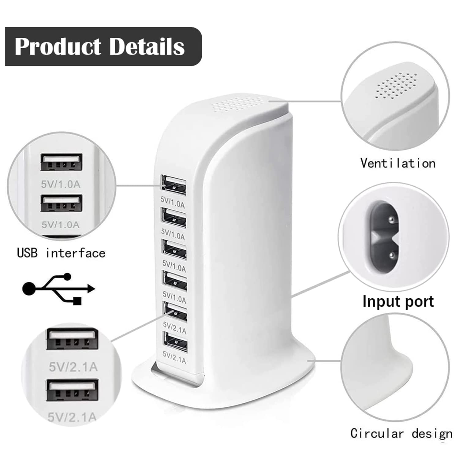 Station De Charge USB ANNCAY 10 Ports 50W - Chargeur Rapide Intelligent Pour IPhone, Samsung, IPad, Tablettes