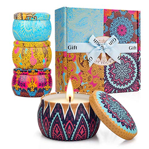 YINUO LIGHT Candele Profumate Set Regalo, Aromatiche Candele Set Regalo per Donna, 100% Cera di Soia Naturale, Alleviare Lo Stress e Aromaterapia Regalo Adatto per Compleanno, Festival