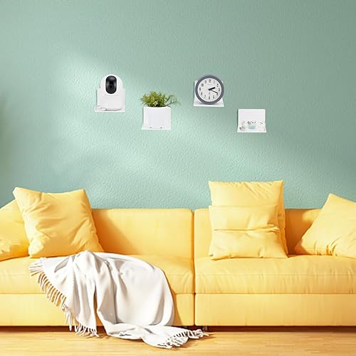 Miniatura 6 de PH PandaHall Paquete de 4 estantes adhesivos de pared, mini estantes flotantes de 3.9 in, estantes colgantes de acrílico, pequeñas repisas de