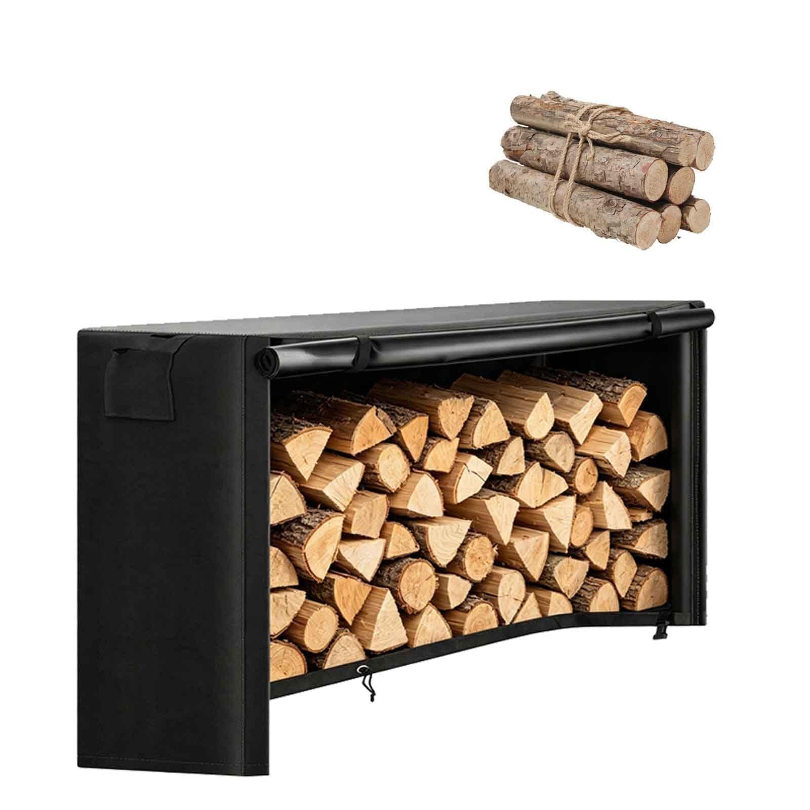 Copertura Impermeabile per Legna da Ardere | Resistente per Esterni | 600D Oxford | Sistema di Ventilazione | Borsa per Riporre Oggetti (Non Include Portapacchi),Nero,365x61x122cm