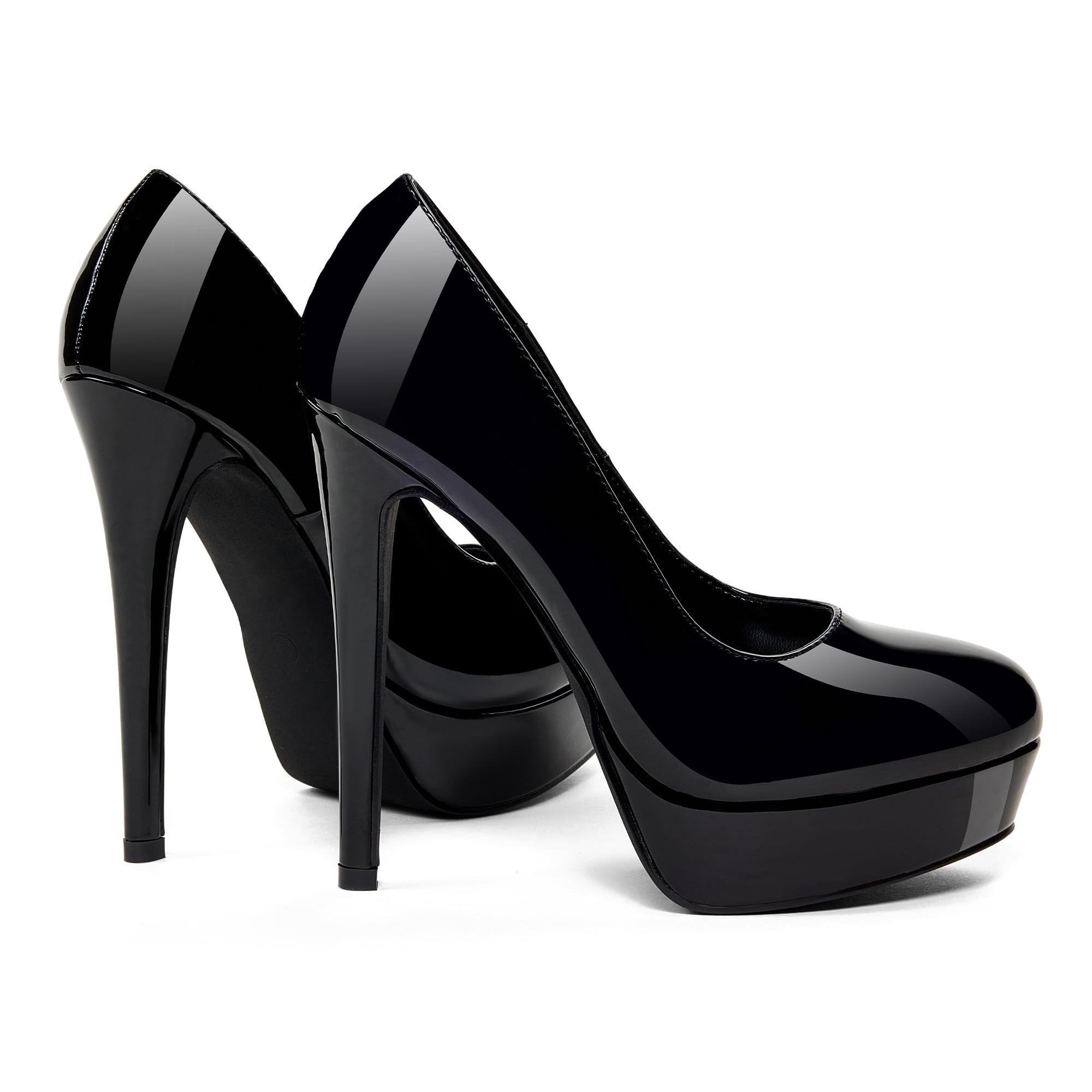 GENSHUO Plateau Pumps Damen Geschlossene 5.5 Zoll/14cm Stilettos High Heels Lack Plateau Prom Party Frauen High Heels Schuhe,Größe 36-42 EU