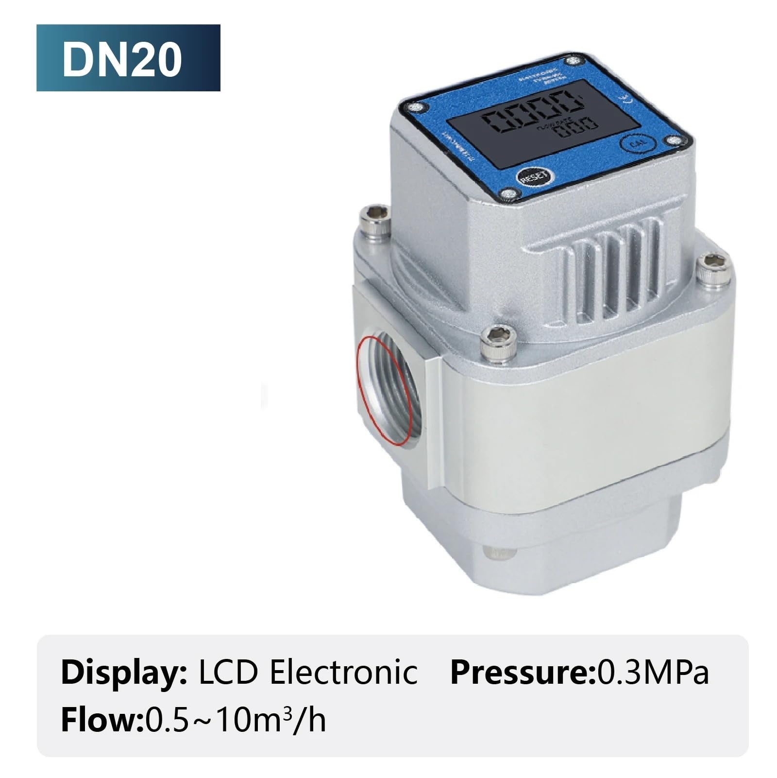 Wysoka dokładność cyfrowy miernik przepływu gazu korzeniowego wyświetlacz LCD przepływ chwilowy DN15 DN25 dla gazu ziemnego LPG sprężonego gazu(DN20)