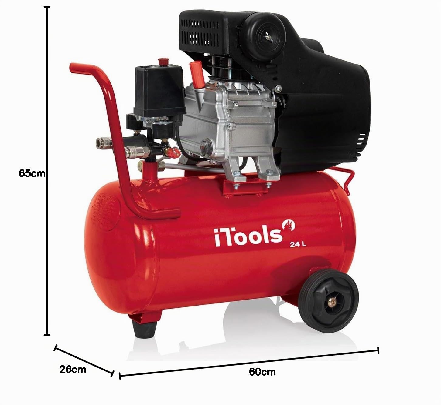 Compressore d'aria 24L 8 bar 2 CV 1.5 KW 115 PSI Flusso d'aria massimo: 206 L/min 19.9 Kg