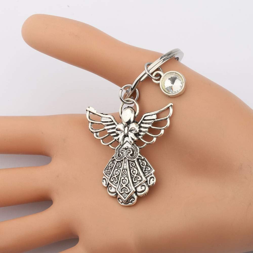 BNQL Guardian Angel Keychain with Birthstone Memorial Key Chain Personalised Gift - Image 6
