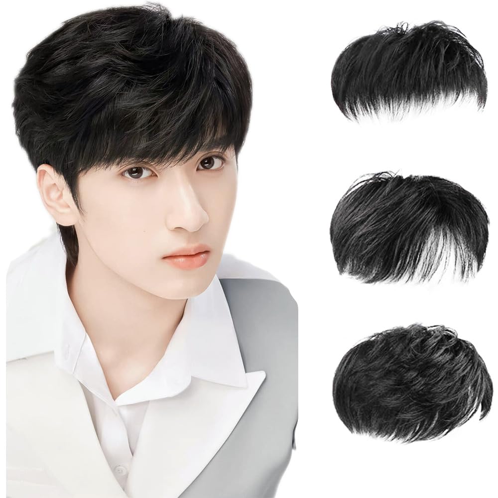 ウィッグ メンズ 男性 ヘアピース 人毛100％ 頭頂部 部分ウィッグ トップカバー 薄毛 白髪隠し 増毛 ボリュームアップ 自然 簡単装着 通気性 かつら 黒 ブラック ウィッグ メンズ 男性 ヘアピース 人毛100％ 頭頂部 部分ウィッグ