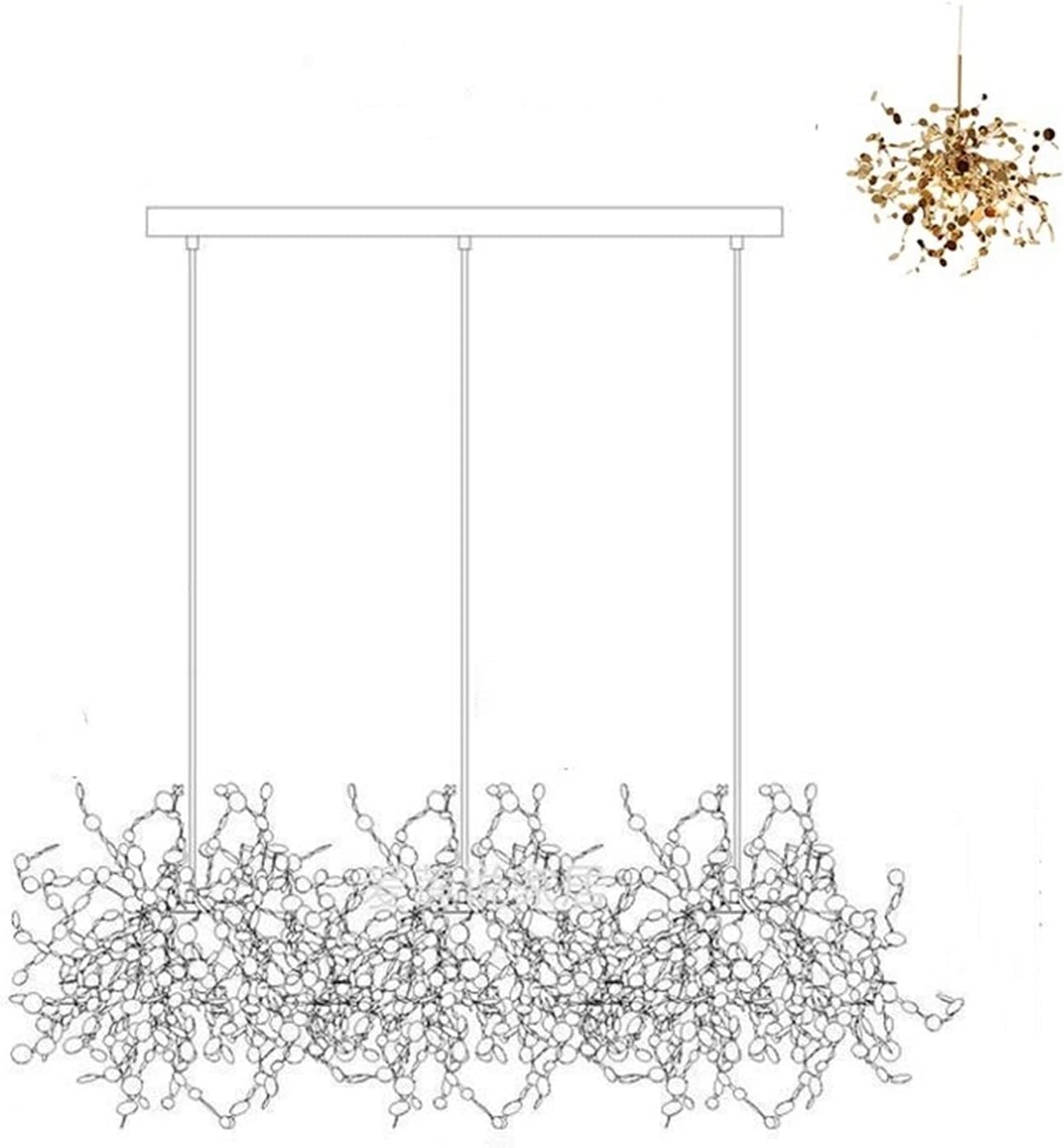 HYJAUSXB Chandelier, Chandelier Modern Led Pendant Lights - Stainless Steel Ceiling Hanglamp Light for Kitchens(Tricolor,Gold 3 Heads)