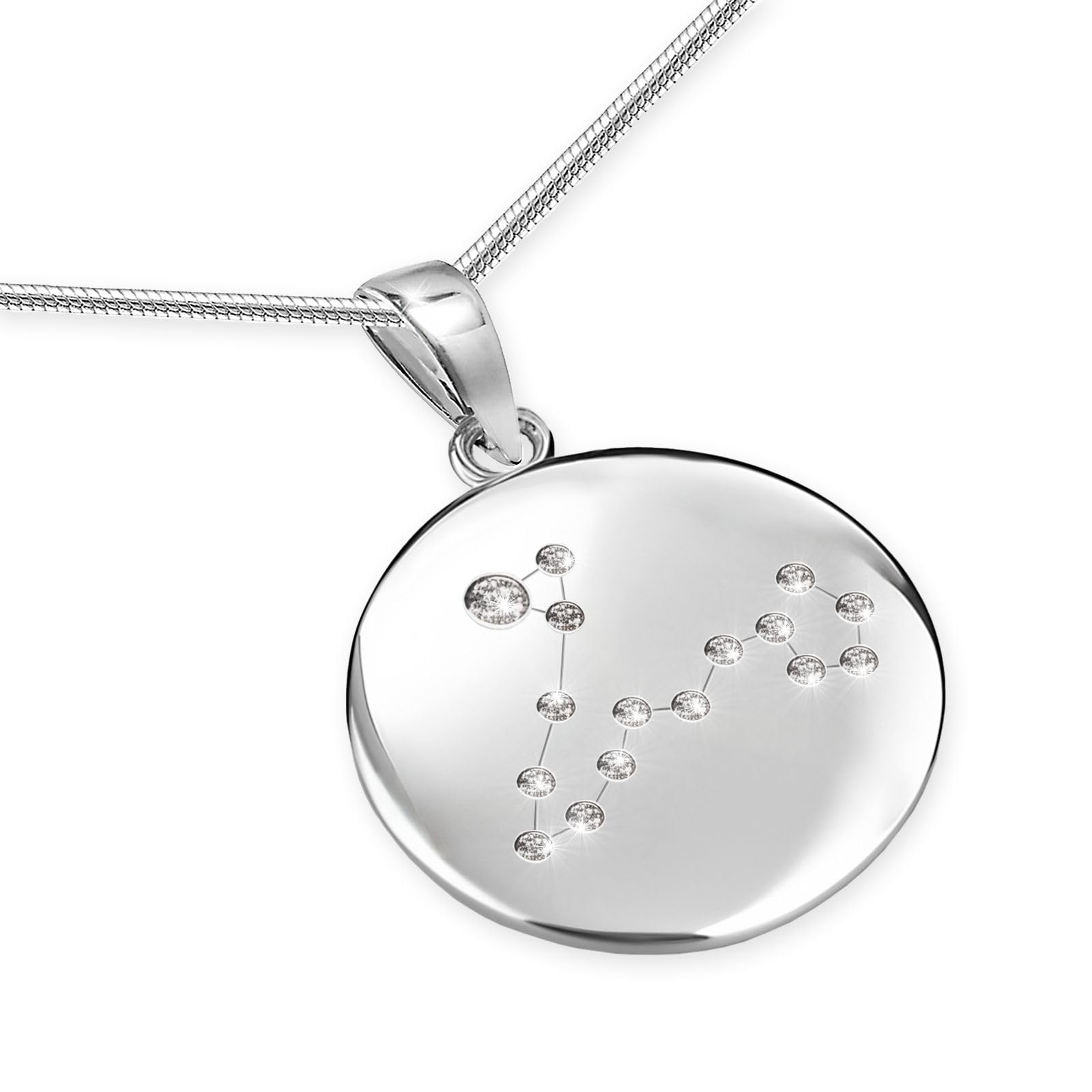 LillyMarie Sternzeichen Kette Silber 925 Personalisierte Halskette mit Anhänger Damen Geschenk für Frauen Weihnachten Geburtstag Valentinstag