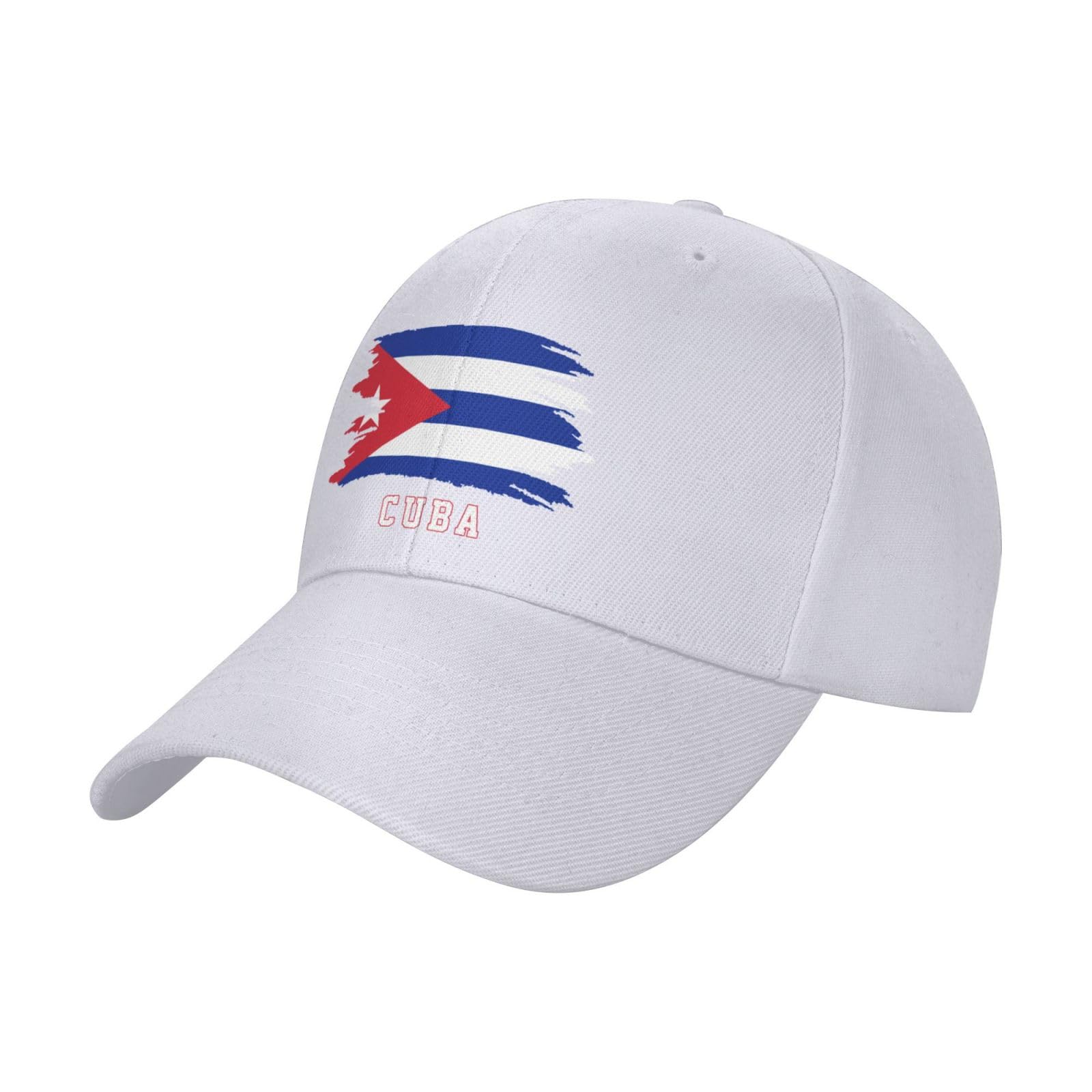 PELNYC Cuba Flag Cool Cuban Fans Baseball Cap Running Sport Travel Hat Adjustable Patriotic Unisex Caps White