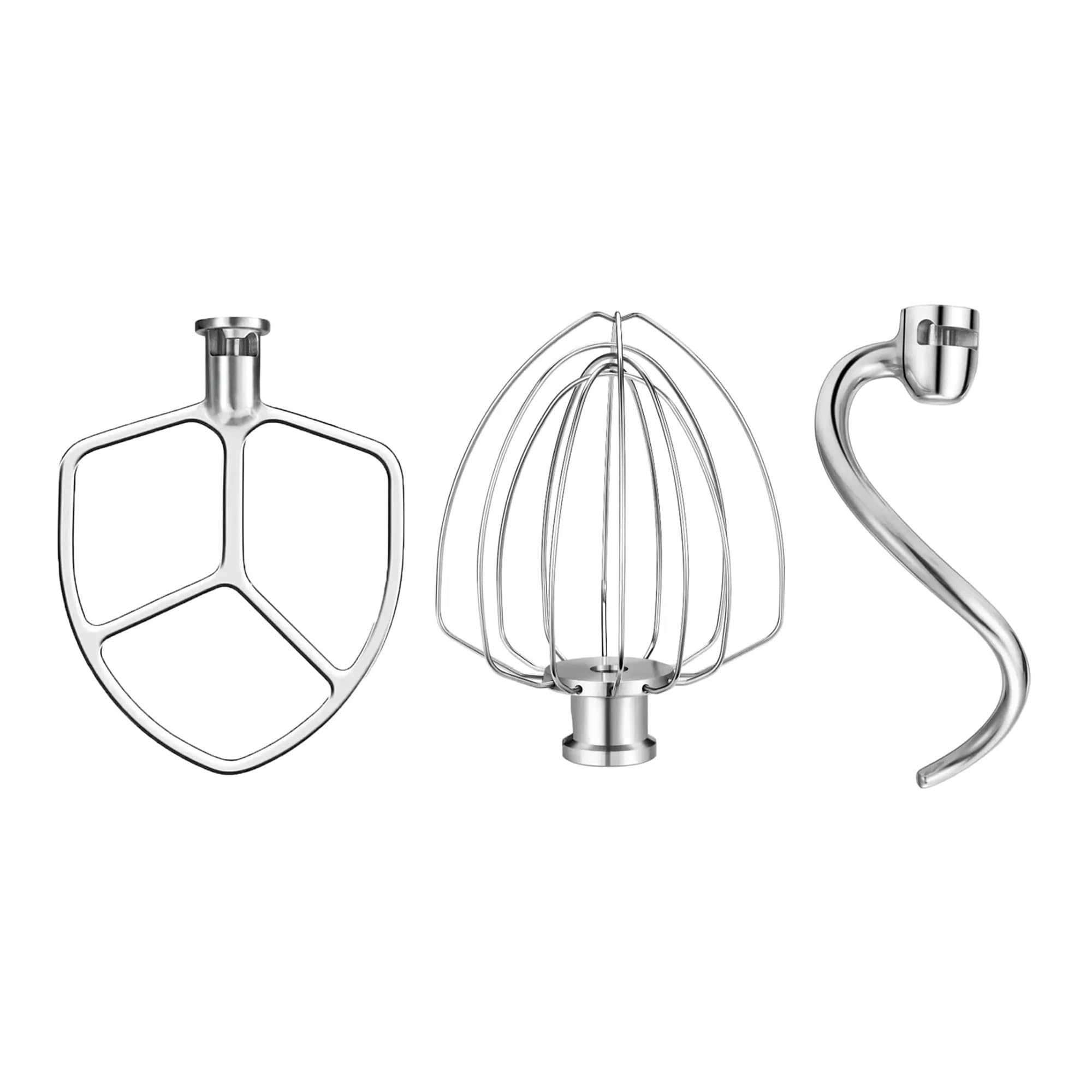 Akcesoria ze stali nierdzewnej kompatybilne z KitchenAid Mikser stojący z podnośnikiem o pojemności 5–6 Qt Zawiera 6-drutową trzepaczkę, ubijak i hak do wyrabiania ciasta FKompatybilny z KSM55/60(6qt