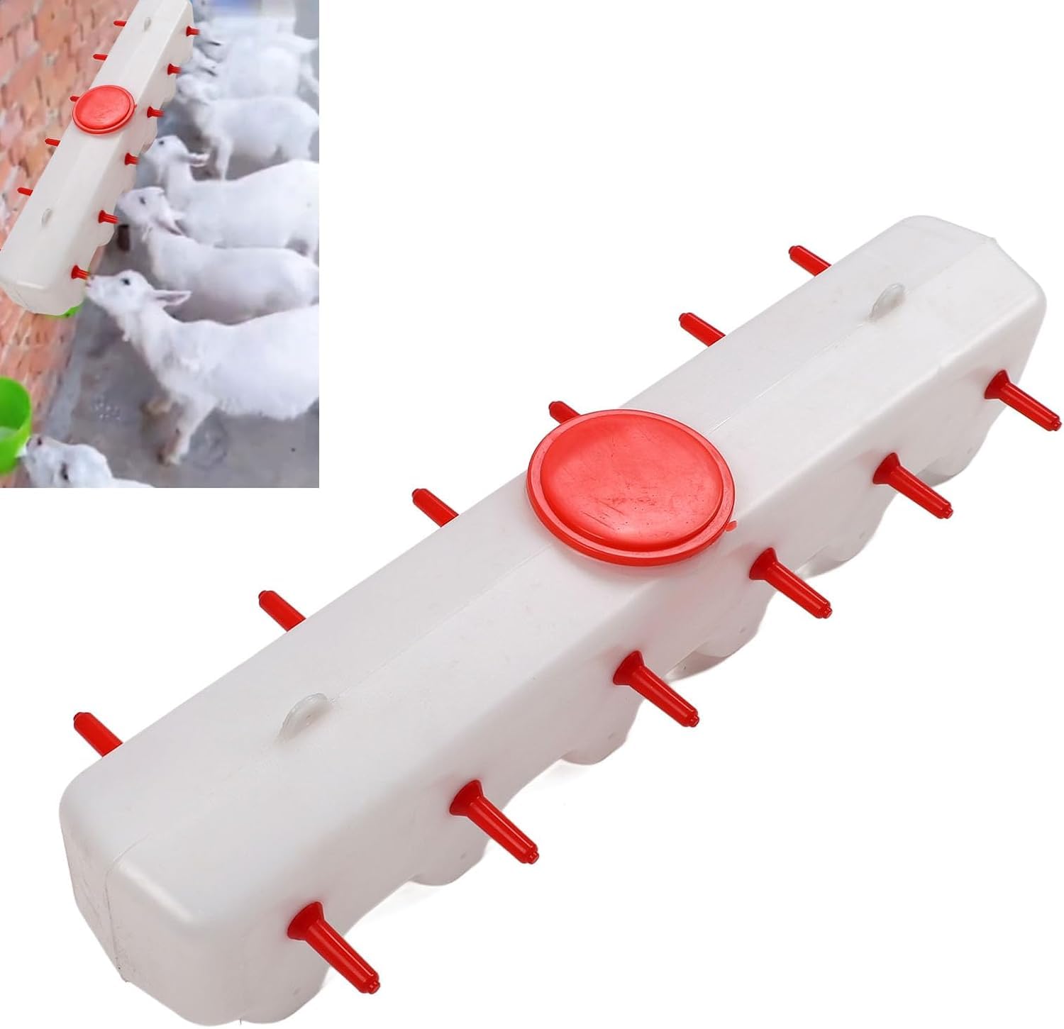 Comedero de Leche para Ganado, Comedero de Leche para Cordero, 12 Tetinas, Comedero de Leche para Lechones, 9 Litros de Gran Capacidad, Tetinas de Silicona, con Válvula de Retención, para Lechón