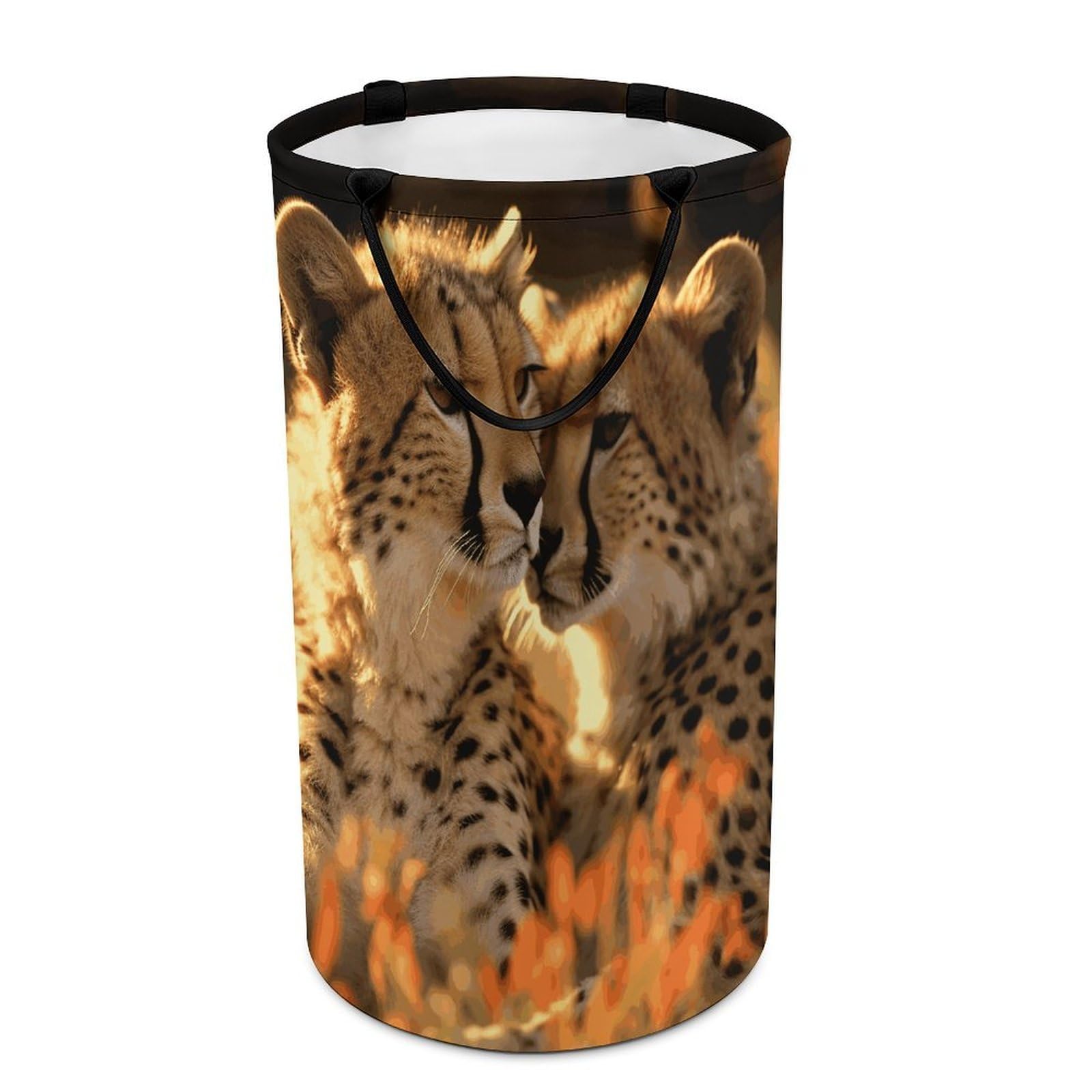 Cheetah Love Laundry Basket Freestanding Laundry Hamper with Handles Waterproof Dirty Clothes Hamper Collapsible Washing Bin Aesthetic Clothes Basket for Bathroom Bedroom Dorm