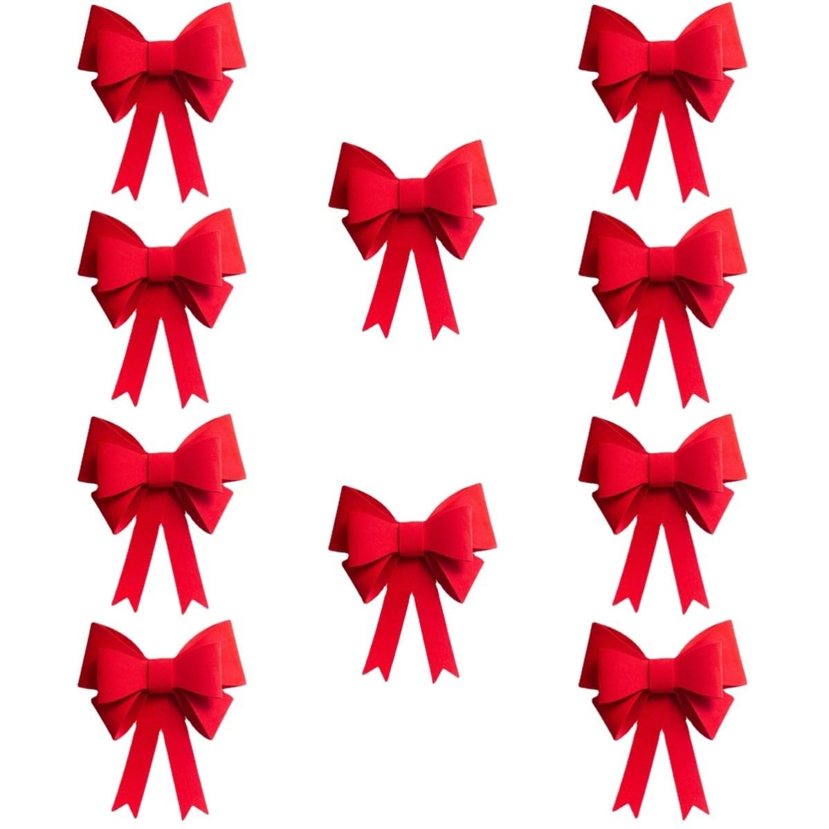 Gatuida 10 Pezzi Grande Fiocco Rosso in Feltro, Leggero, Decorazione per