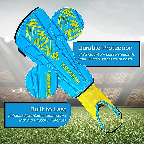 Vizari Malaga Soccer Shin Guard, Large, Sky/Yellow - Image 2