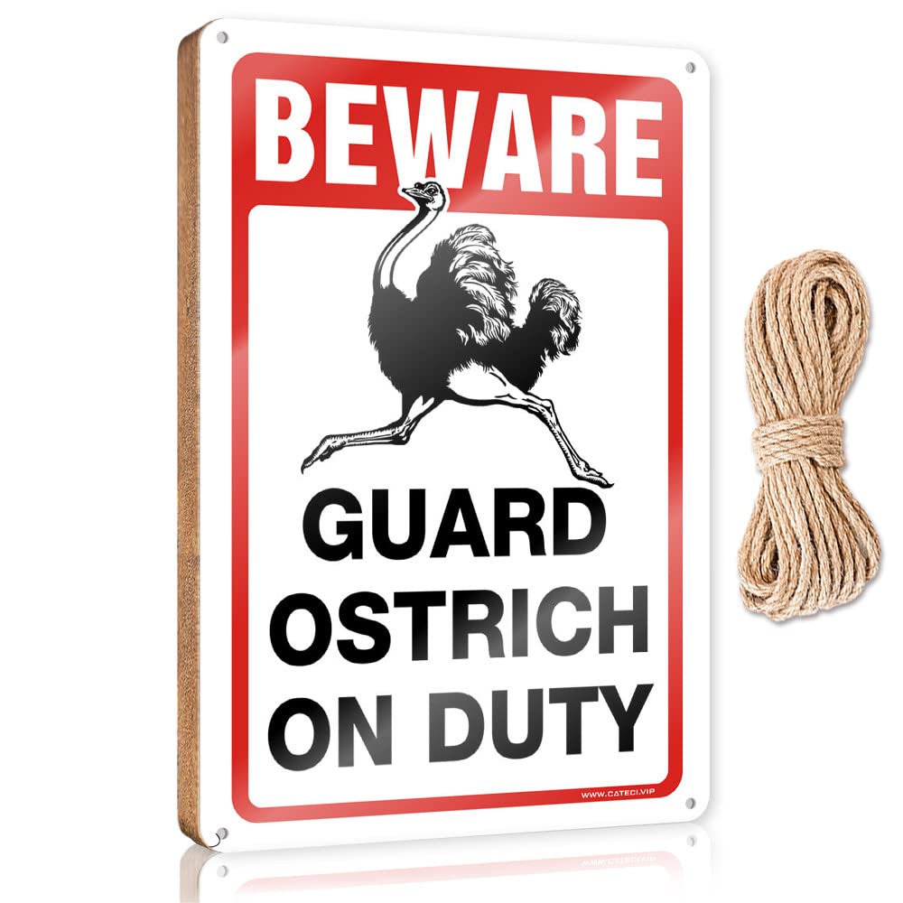 YYHLEH Wooden Signcute Decore For Room Beware! Guard Ostrich On Duty Wooden Sign(15X28CM)