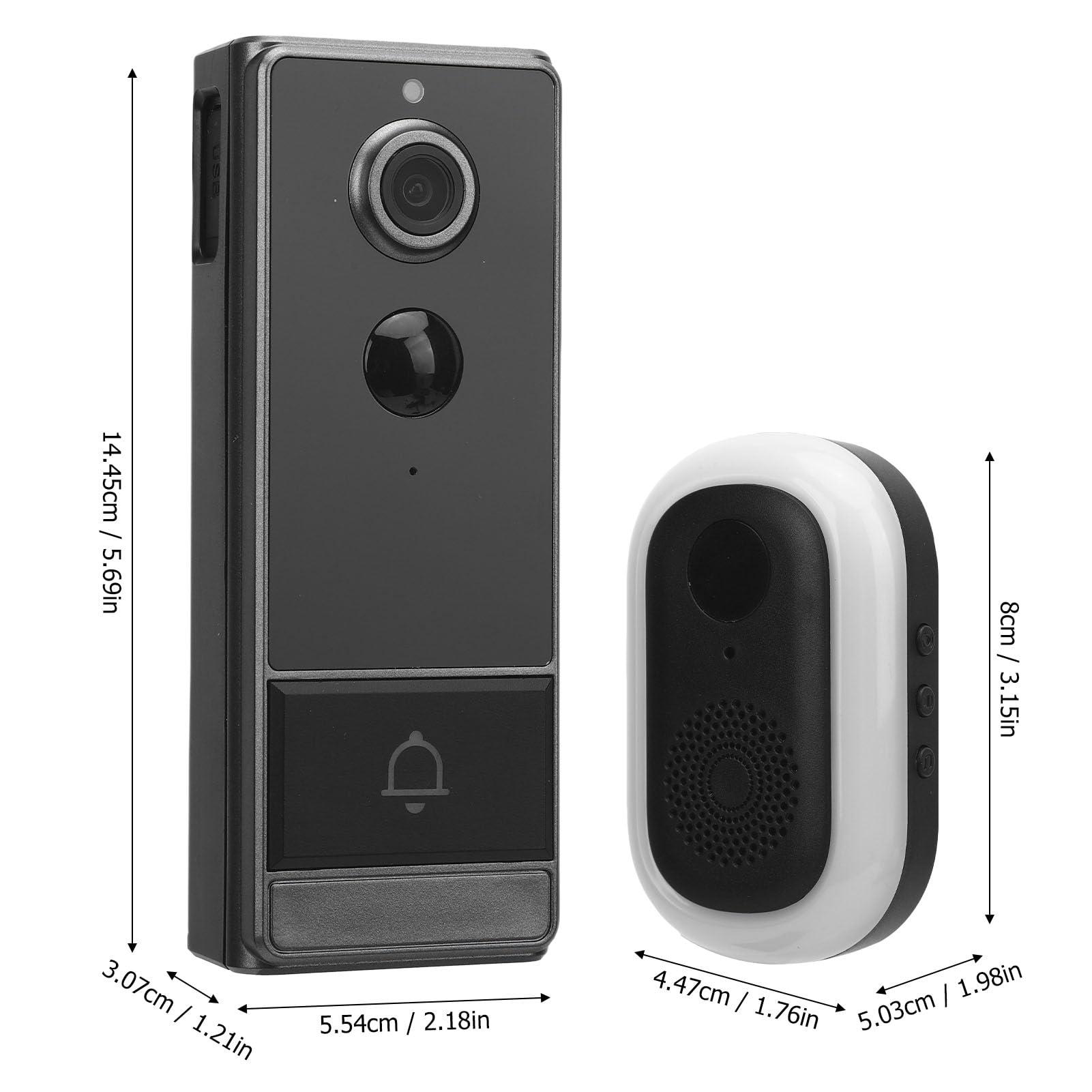 Cuifati Timbre con Video, 2.4G WiFi App Monitoreo Remoto Conversación Bidireccional Lente Gran Angular de 120 Grados con Detección Humana PIR y Prueba de Agua IP67, para Teléfonos