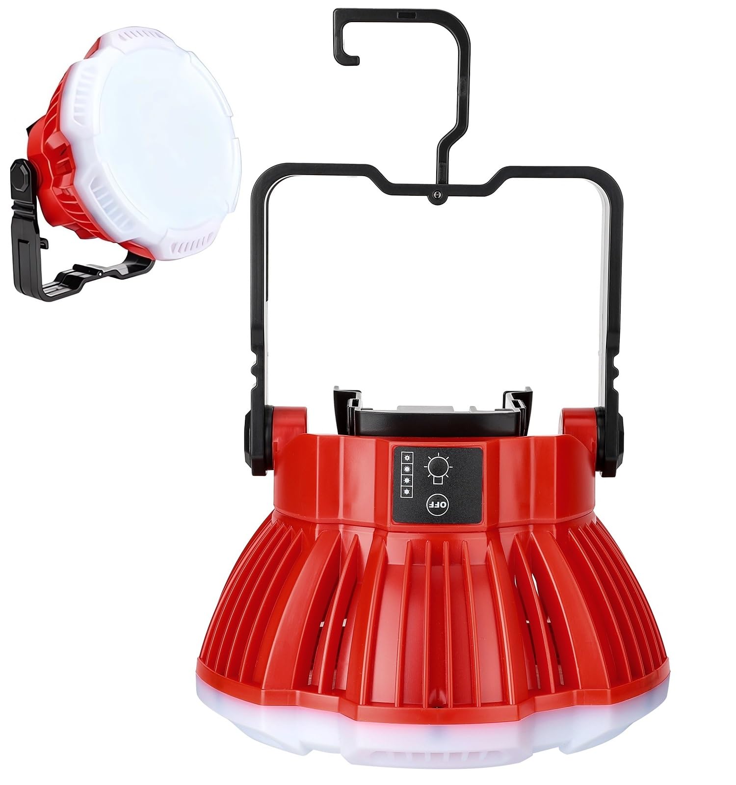 GRVODFRTA LED Camping Lantern Light Compatible with Milwaukee M18 18V Battery, 2400LM 3 Adjustable Brightness Cordless Portable LED Work Light Floodlight with Hook for Tent Jobsite Ceiling(No Battery)