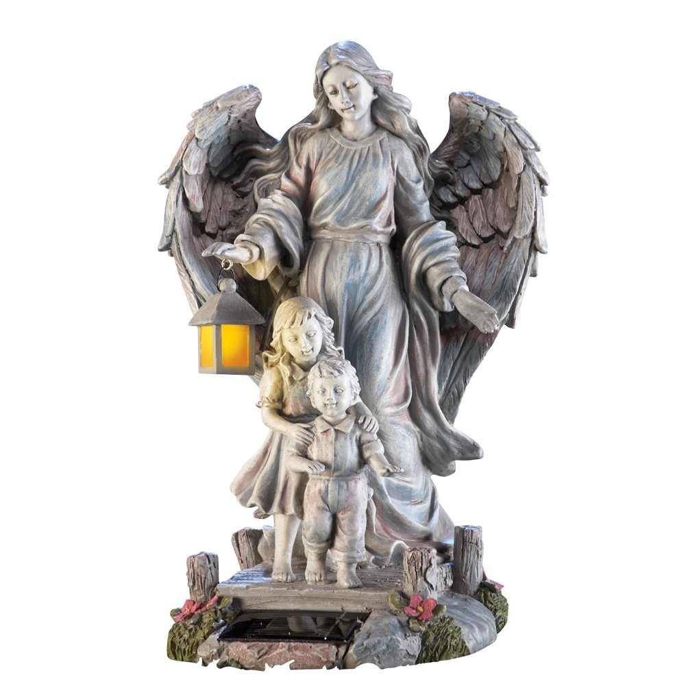 Collections EtcSolar Guardian Angel & Children Garden Statue, Gray
