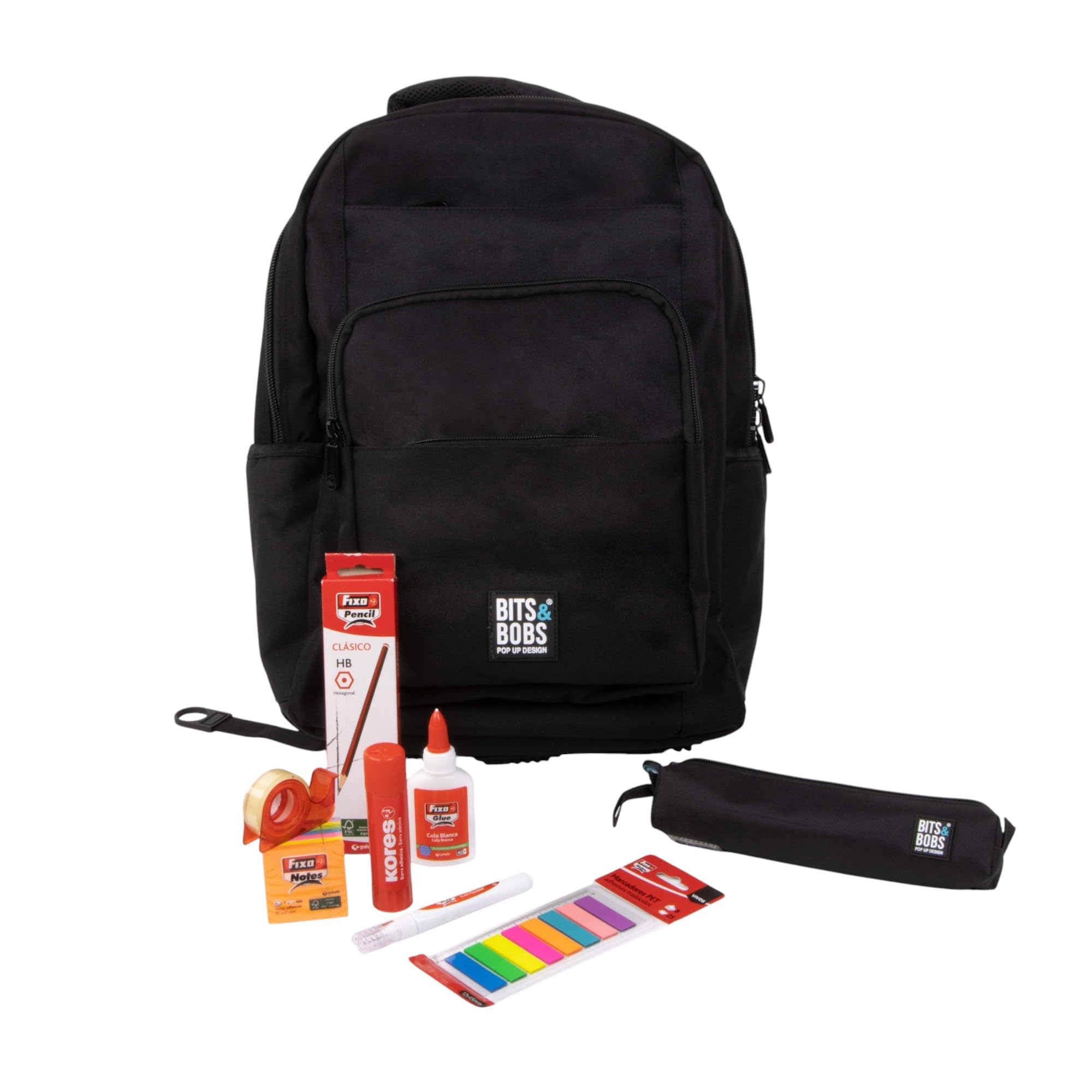 Grafoplas - Pack Estuche Silicona con Material Escolar Incluido, Primaria, Lapicero a Juego, Boligrafos, Lapices de Colores, Pegamento, Sacapuntas, Corrector, Tijeras, Cole