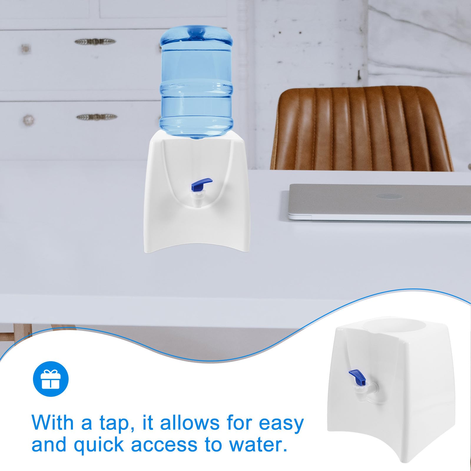 Mini Dispensador de Agua de Escritorio Blanco Grifo, Plástico
