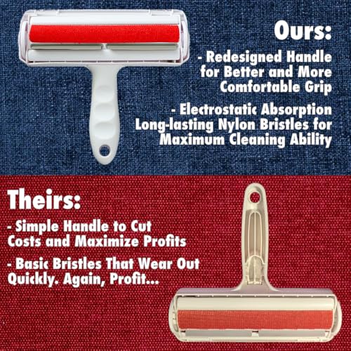 Image of Pet Hair Remover Reusable Tool - Dog and Cat Fur Removal Roller for Bedding, Couch, Clothing, Carpet and More - Multisurface Hair and Fur Removal Tool (Red Velvet)