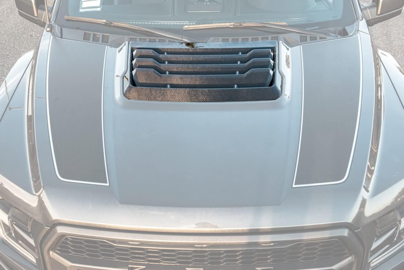 Replacement For 2017-2020 Ford F-150 Raptor Models | Factory Style CARBON FIBER Replacement Front Hood Vent Louver Cover VENT-327-BKCF