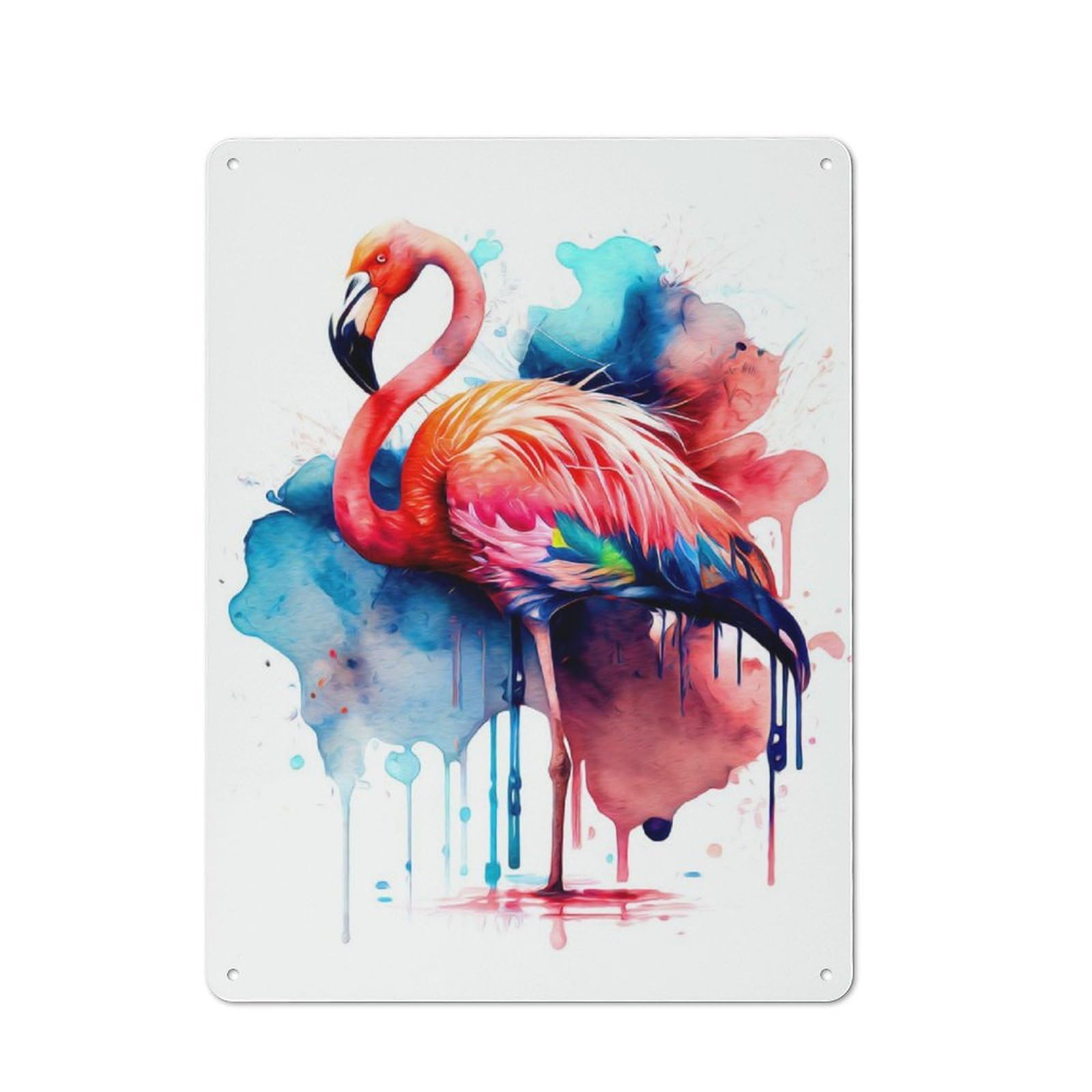 Rustic Flamingo Tin Wall Sign 40x30cm, Kitchen Wall Decor for Bakery, Diner, Cafe Or Family Room