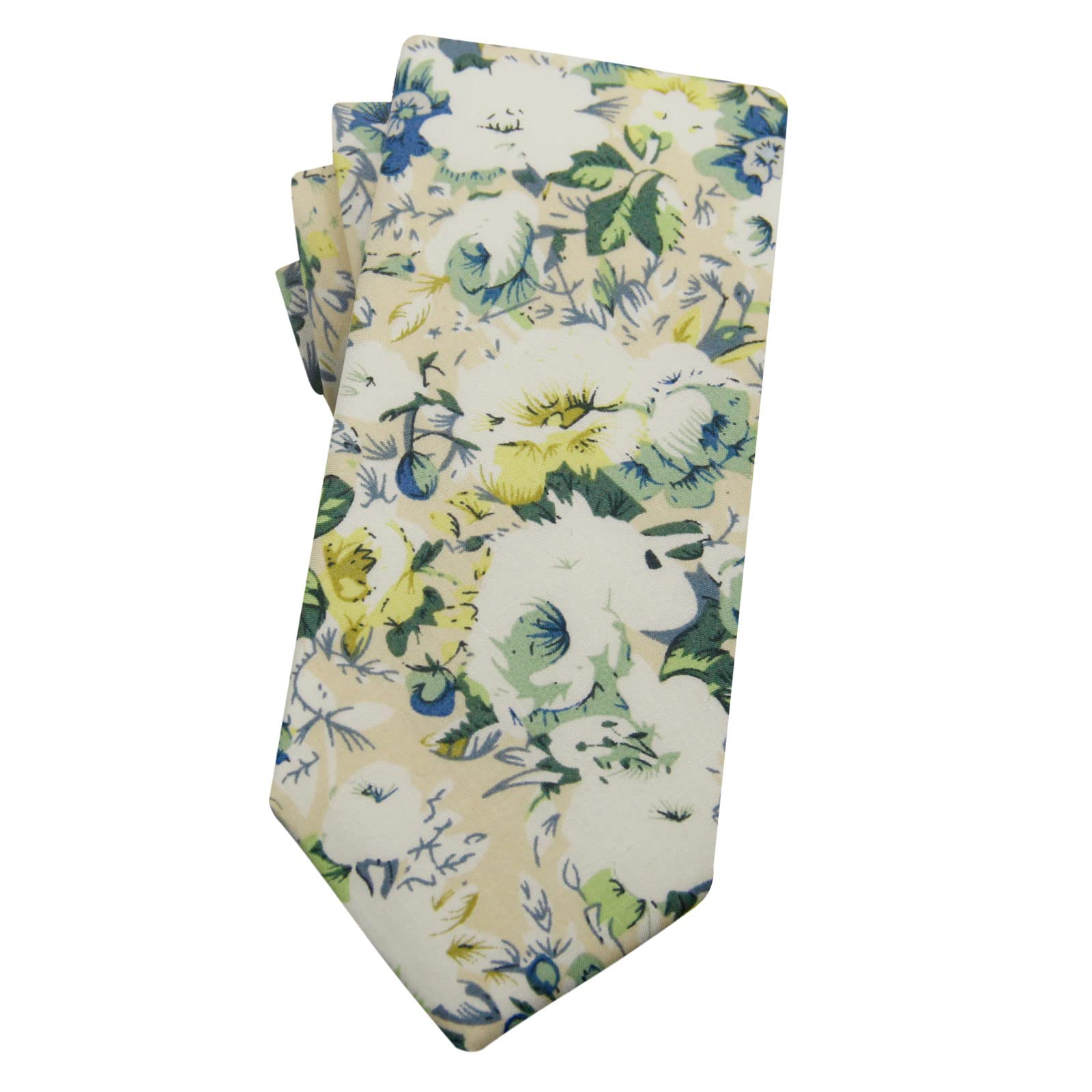 Mantieqingway Men's Cotton Floral Neck Tie 2.56'' Printed Skinny Tie