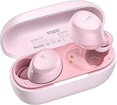TOZO A1 In-Ear Kopfhörer Kabellos Bluetooth 5.3 mit 2 Mikrofonen für KI-Anrufe, App-Steuerung, 30 Std. Wiedergabe, IPX5 Wasserdicht, Tiefer Bass, Leicht und Bequem für kleine Ohren – Roségold