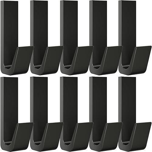 Ganchos adhesivos pequeños resistentes, 10 ganchos de pared adhesivos para colgar ganchos de toalla negros de acero inoxidable para baños, ganchos